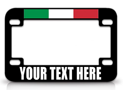 ITALIAN Country Flag CUSTOM Personalized MOTORCYCLE License Plate Frame Blk