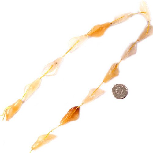 Sweet & Happy Girl's Store 14x28mm Calla Lily Flower Shape Gemstone Yellow Jade Beads 13Pcs Jewellery Making Beads