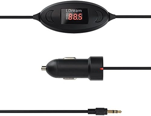 LDream FM Transmitter 3.5mm Input With Car Charger for SmartPhones and Players