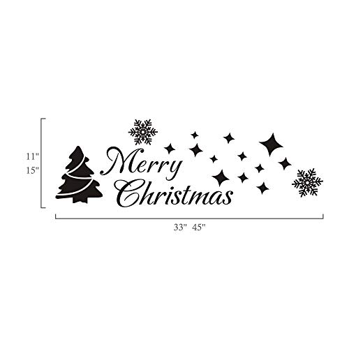 MoharWall Christmas Tree Sticker Winter Snow Wall Decal Merry Christmas Quotes Star Vinyl Art Decor
