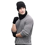 Bienvenu 3 Pieces Knitted Hat Set Winter Thick Warm Knit Hat + Scarf + Touch Screen Gloves Bienvenu 3 Pieces Knitted Hat Set Winter Thick Warm Knit Hat + Scarf + Touch Screen Gloves