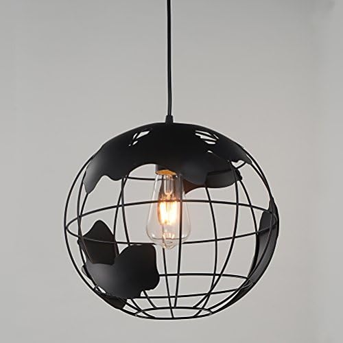RH RUIVAST Industrial Earth Shape Globe Map Pendant Light Edison Ceiling Lamp FCC Certified Vintage Style Wrought Iron Chandelier Lighting Modern Creative Hanging Lamp Light Fixture