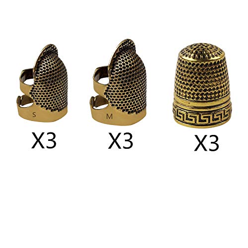 image for TANG SONG 9PCS Copper Finger Protector Thimble Adjustable Fingertip Th