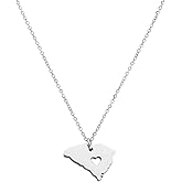 JINGMARUO Stainless Steel State Map Pendant Necklace Country Map Necklace Going Away Gift for Best Friend Traveling Keepsake State Pride