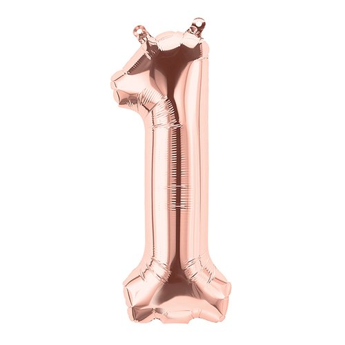 1 Rose Gold 16" Number - Packaged. Foil Balloons