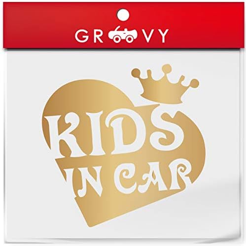 赤ちゃん 子供 乗ってます ステッカー Kids In Car ハート 王冠 キッズ イン カー 横乗り かわいい おしゃれ 車 ブランド アウトドア シール おもしろ 1195 ゴールド ステッカー デカール 車 バイク Amazon