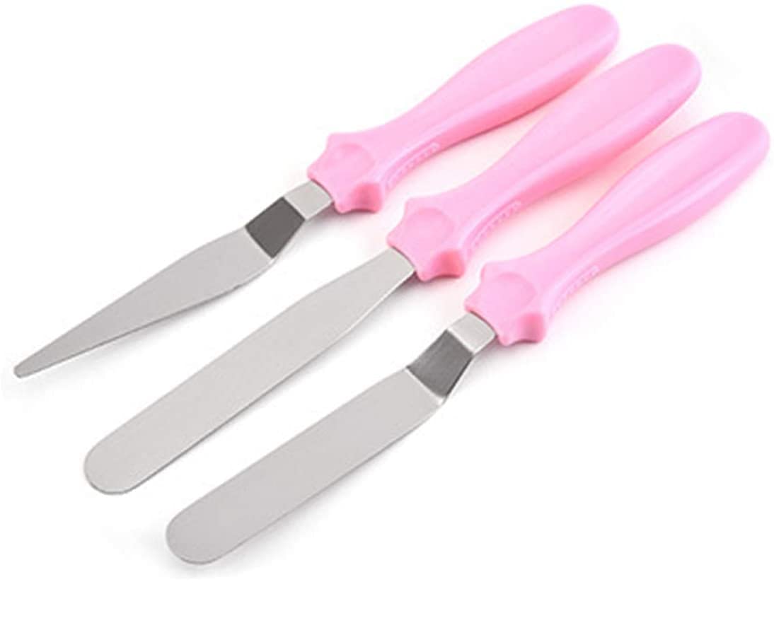 Maestro Craft 3 Stainless Steel Spatula Palette Knife Set Butter Cake Cream Knife Spatula for Cake Cake Decorating Smooth Random Colour