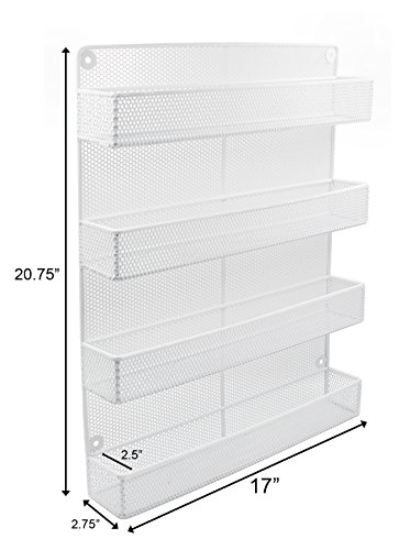 ESYLIFE 4 Tier Wall Mount Spice Rack Organizer Large Kitchen Spice Storage Shelf, White