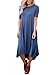 Sidefeel Women Short Sleeve High-Low Hem Ruffle Trimmed Midi Dress X-Large Blue
