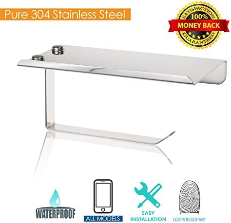 ◢◤Toilet Paper Holder with Phone Shelf Storage◥◣||Stainless Steel|| ⇒Quick Installation by Self Adhesive or Screws and 2 Free Bonuses ✮Give Your Bathroom a Modern Touch !✮