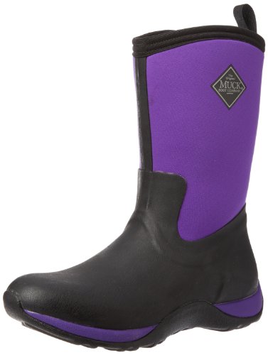 Muck Arctic Weekend Mid-Height Rubber Women's Winter Boots, Black/Purple, 9 M US