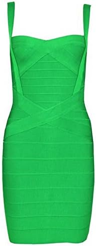 UONBOX Women's Rayon Cute Sleeveless Bodycon Bandage Strap Dress (XS, green)