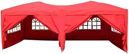 Airwave 6 x 3m Fully Waterproof Pop Up Gazebo with Six Side Panels and Carrybag - Red