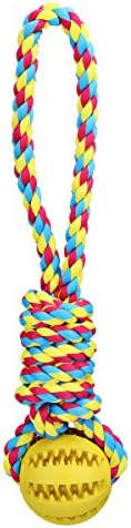 TAILMATE Dog Chew Toys with Natural Rubber Ball for Tug of War and Aggressive Chewers (Yellow1)