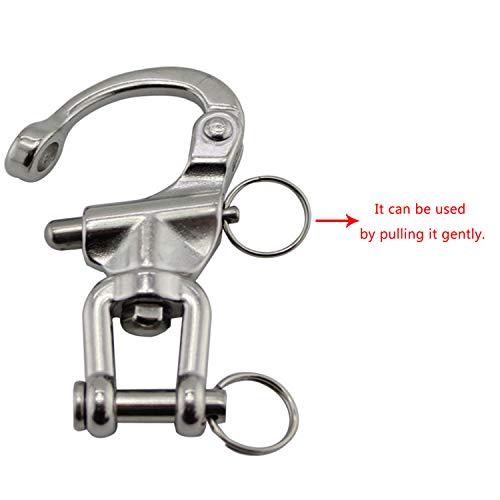 NRC&XRC Pair 2-3/4in(70mm) Jaw Swivel Snap Shackle 316 Stainless Steel for Sailboat Spinnaker Halyard &Diving - Thumbnail 4