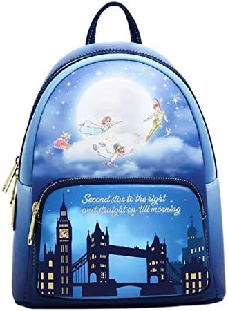 Loungefly Navy Blue Peter Pan Clock Tower Mini Backpack Peter Pan Clock Glow in the Dark Mini Backpack | Loungefly main image 2