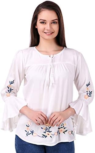 Elyraa Women's Embroidered Rayon Cotton Top for Dailywear Casual Women/Girls Tops