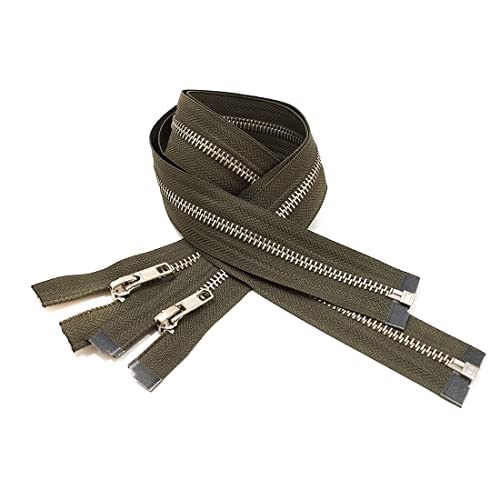 2 Pieces/Open Metal Zippers, Available in Maya 5#, Sewing Zipper, Black, Blue, Gold, Silver, Measurements, Zip for Sewing on Clothes, (65cm 2U, 3075)