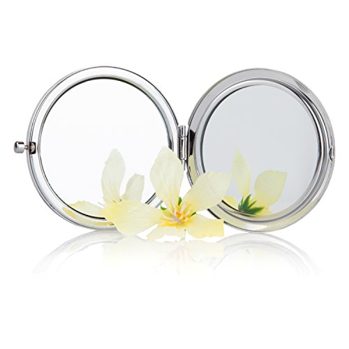 Cello Wooden Compact Mirror, Double Sided Mirror, 1X And 5X Magnification, Pocket-Sized Mirror, Circular, Perfect For Travel - Thumbnail 2
