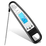 NIGEPER Meat Thermometer Cooking Thermometer Ultra Fast Digital Thermometer,Best Waterproof,Calibration And Magnet,Backlight Super Long Probe For Kitchen Cooking (BLACK)