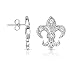 Spoil Cupid Rhodium Plated Sterling Silver Cubic Zirconia the Fleur De Lis Lily Flower Stud Earrings