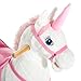 Qaba Kids Metal Plush Ride-On Unicorn Rocking Horse Chair Toy with Realistic Sounds