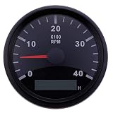 ELING Waterproof Tachometer REV Counter RPM Gauge with Hour Meter 0-4000RPM 85mm 9-32V with Backlight
