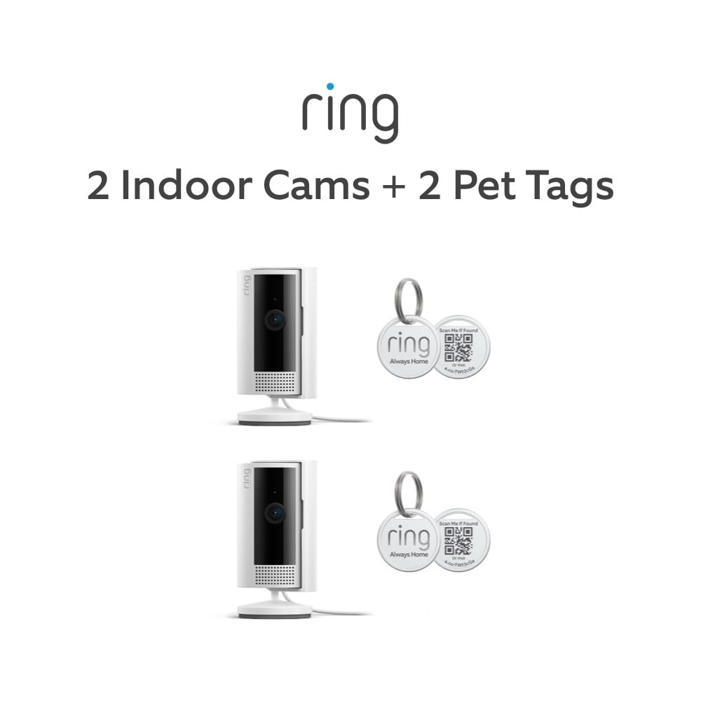 2 Ring Indoor Cam (2nd Gen), White with 2 Ring Pet Tag