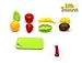 Little Treasures Play Chopping Kitchen toy colorful cutting food playset includes easy to cut apple, kiwi, grapefruit, lemon, banana, pear, strawberry Fasten and reattach easily for easy slicing