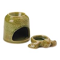 Dayanaprincess New Modern Cute Green Turtle Oil Warmer Tealight Holder Decor Ornament Delightful Aroma Spa Home Porcelain