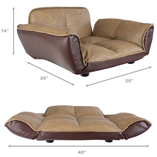 FrontPet Dog Couch/Leather Dog Bed/Reclining Pet Sofa with Stylish