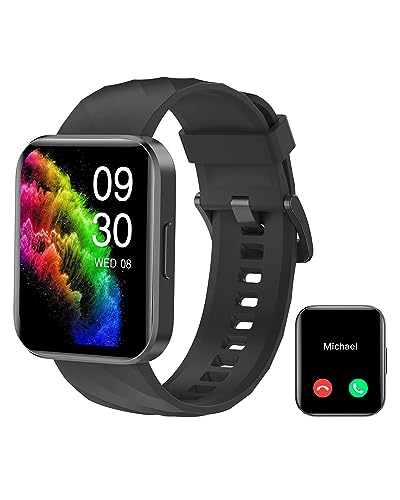 RUIMEN Smartwatch for Men and Women, Bluetooth Call Function, 1.85 Inch Fitness Watch with 100+ Sports Modes, SpO2 Heart Rate Monitor, Sleep Monitor, Pedometer, IP68 Waterproof, AI Voice Assistant for Android iOS Mobile Phone