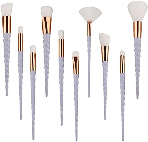 Ypres SU 10pcs Unicorn Makeup Brush Set Foundation Eyebrow Eyeliner Blusher Cosmetic Beauty Brush Unicorn Blush Brushes Kit with pink bag