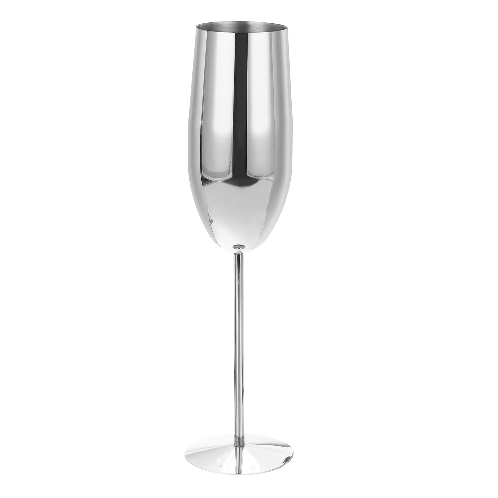 Uxcell Unbreakable Stemmed Champagne Glasses, 270ml/9 OZ Red Wine Glass Metal Stemmed Shatter Proof Champagne Flutes for Wedding, Party, Gift，Silver