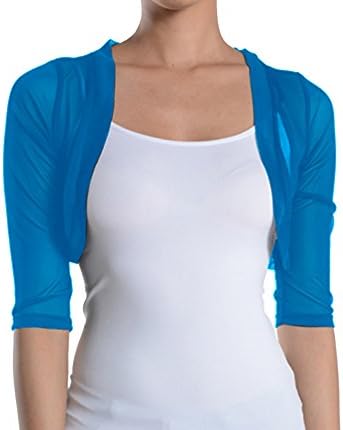 Fashion Secrets Women's Sheer Chiffon Bolero Shrug Jacket Cardigan 3/4 Sleeve