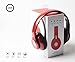 iJoy Matte Rechargeable Wireless Bluetooth Foldable Over Ear Headphones with Mic (RED)