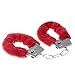 a-YUEYUE Stylish Charm Fluffy Hand Cuffs, Soft Handcuffs with Lock Keys for Couples - Red