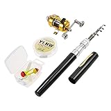 Lixada Pen Fishing Rod Reel Combo Set Telescopic Pocket Fishing Rod Pole + Reel Aluminum Alloy Fishing Line Soft Lures