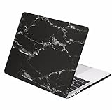 TOP CASE - Marble Pattern Rubberized Hard Case Compatiable with MacBook Pro 13-inch A1989,A1706 with Touch Bar / A1708 Without Touch Bar (Release 2017,2016,2018) - Marble Black