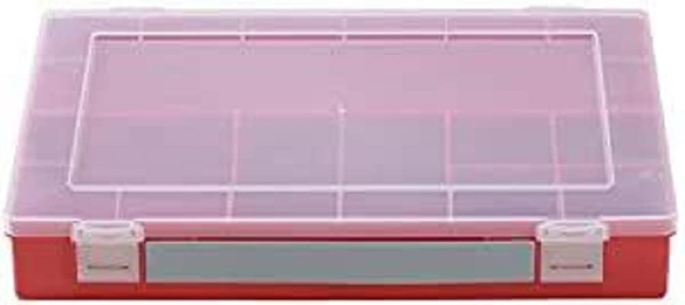 hünersdorff PP-Classic Assortment Box with 8 Compartments, Sturdy Sorting Box for Screws and Other Small Parts, Fixed Compartments, 22.5 x 33.5 x 5.5 cm, Red