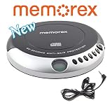 Memorex MD6461 Personal Portable CD Player with 60 Seconds Anti-Skip Protection with Stereo Earbuds, Black/Gray