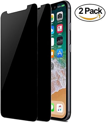 Skylarking (2 PACK) iPhone X Privacy Anti Spy Anti-Glare Ballistic Tempered Glass HD 2.5D Curve Edge Full Screen Protector 9H Hardness Anti Shatter, Anti-Scratch, Anti-Fingerprint