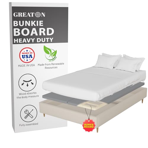 Greaton, Premium 38mm Split Wood Bunkie Board King Size Bed - 2-Piece Under Mattress Support Board, Fully Assembled, Fabric Ventilation Cover - Replaces Wooden Slats or Box Spring for Bed Frames