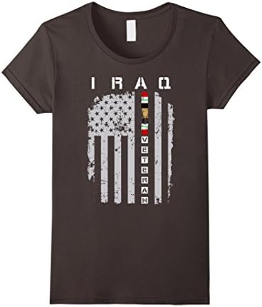 Womens IRAQ Veteran America Flag T-Shirt Distressed Vintage Medium Asphalt