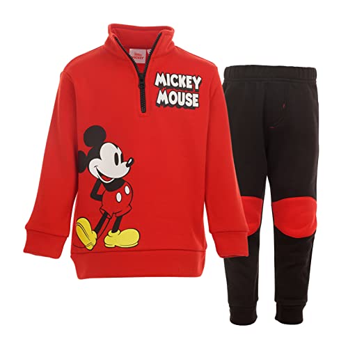 Disney baby-boys Half-zip Sweatshirt & Pants - Red