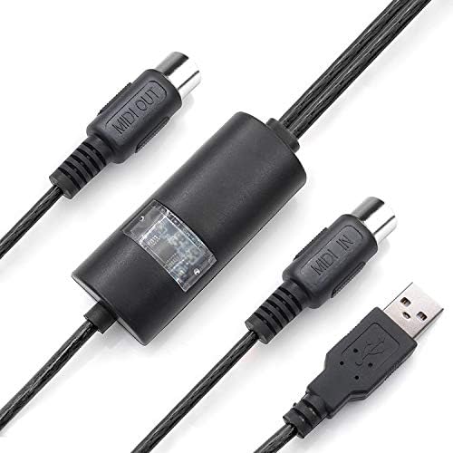 USB MIDI Cable Interface midi to USB in-Out Cable Converter for Mac PC Laptop to Music Piano Keyboard 6.5Ft