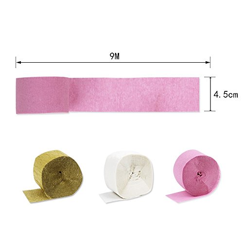 image for Coceca 12 Rolls Crepe Paper Streamers, 3 Colors, for Birthday Party, C