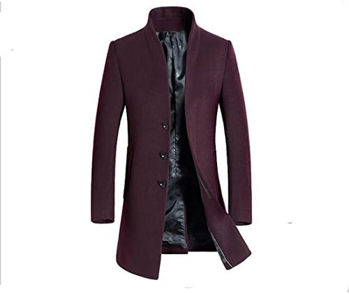 AmorModa Men's Wool French Front Slim Fit Long Business Coat (XXXL, Claret)