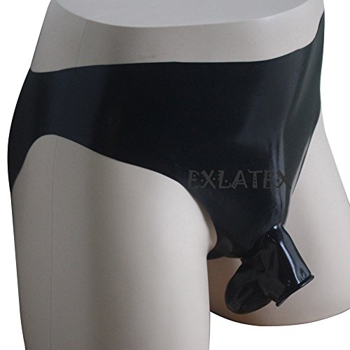 EXLATEX Mens Latex Rubber Lingerie Panties Shorts with Ball and Half