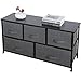 SUPER DEAL Wide Dresser for Bedroom, 5 Drawer Fabric Storage Organizer Chest Heavy Duty Steel Frame Wood Top for Kids Toys Livingroom Closet Nursery Hallway, Dark Grey